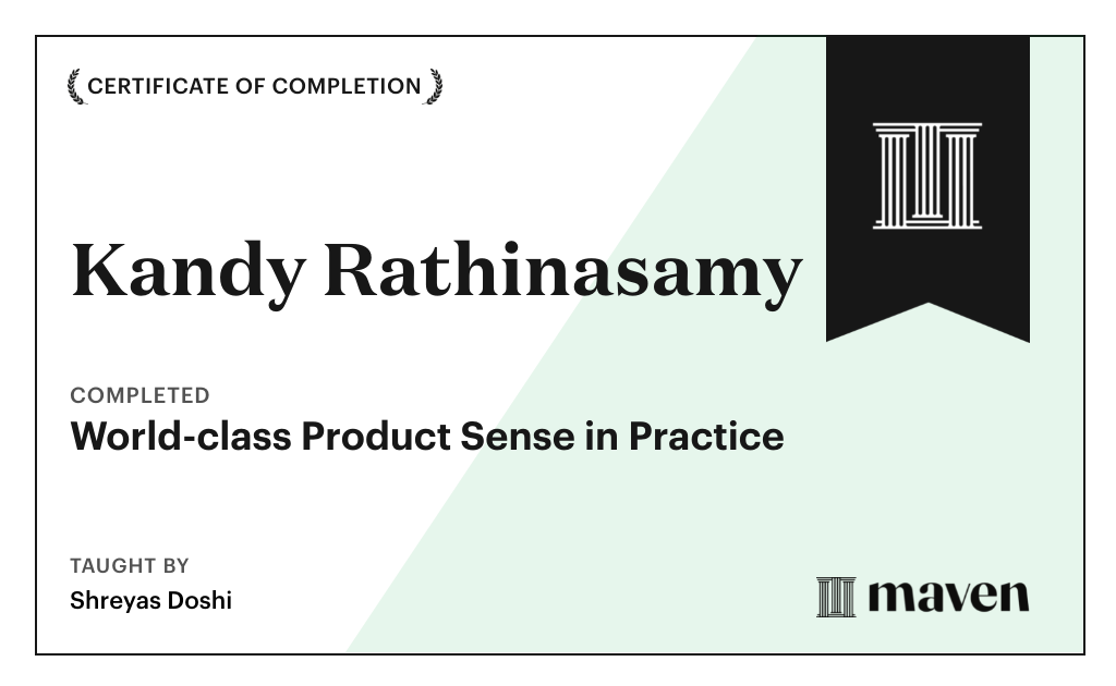 Certificate for World-class Product Sense in Practice