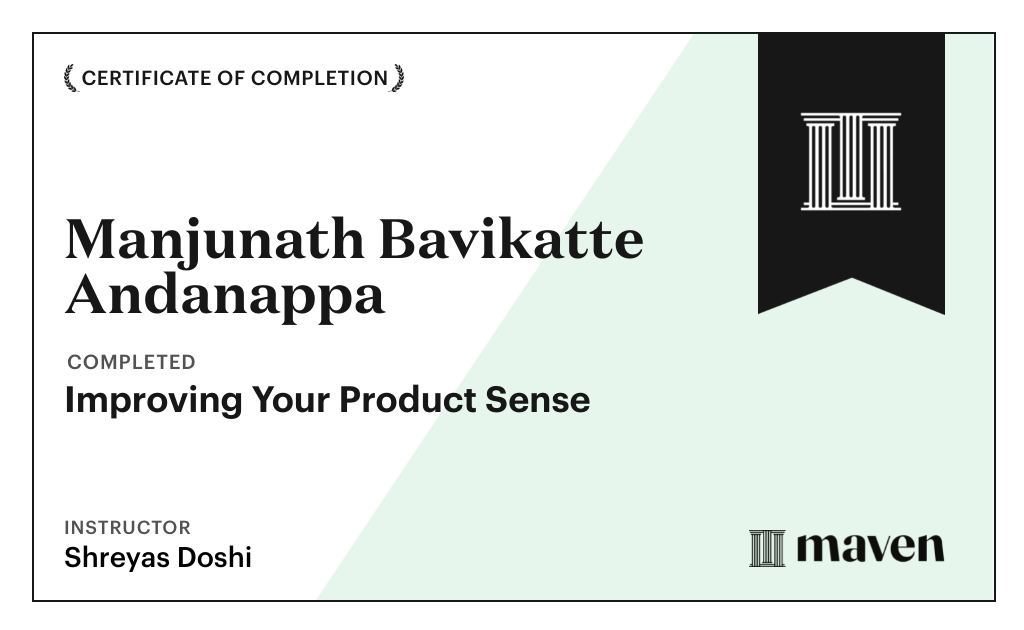 Certificate for World-class Product Sense in Practice