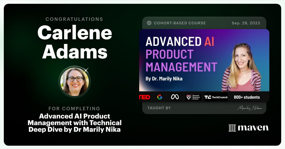 Certificate of Completion for Advanced AI Product Leadership Certification