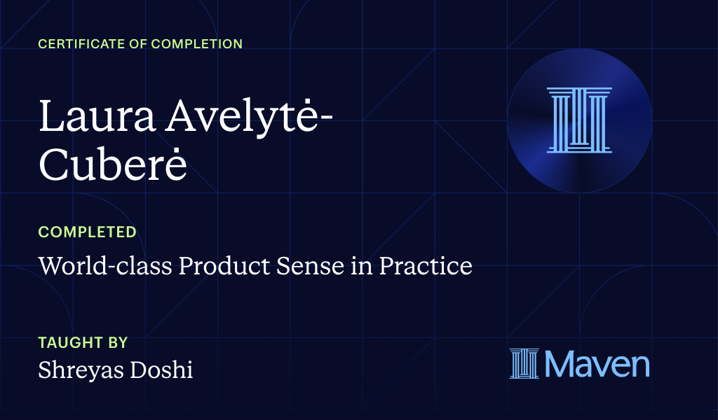 Certificate for World-class Product Sense in Practice