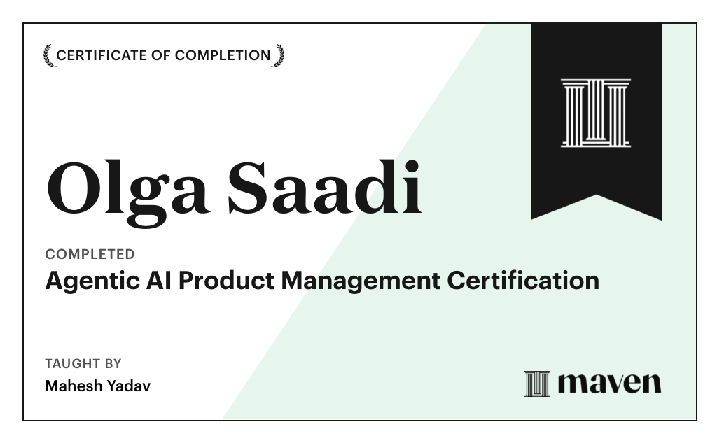 Certificate for Agentic AI Product Management Certification