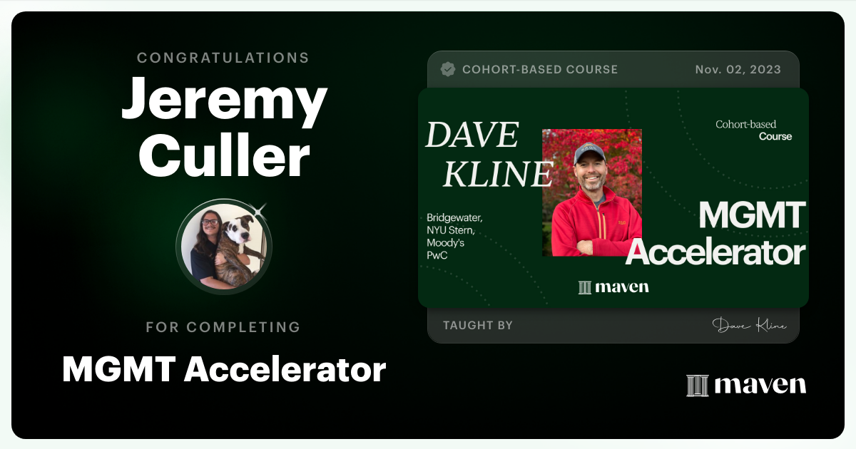 Certificate of Completion for MGMT Accelerator: AI-Enhanced Leadership