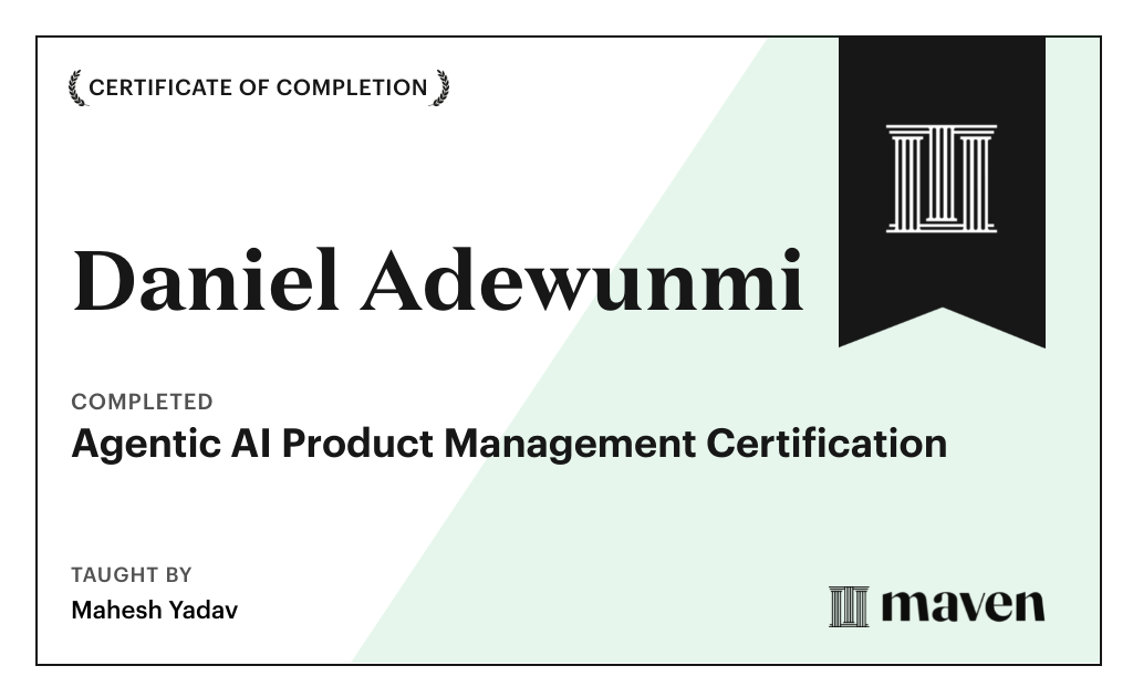 Certificate for Agentic AI Product Management Certification