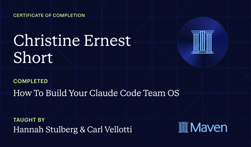 Certificate for How To Build Your Claude Code Team OS