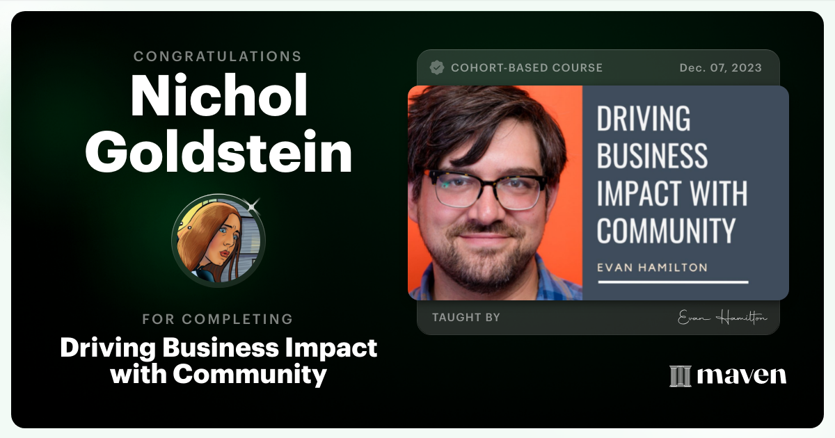 Certificate of Completion for Driving Business Impact with Community