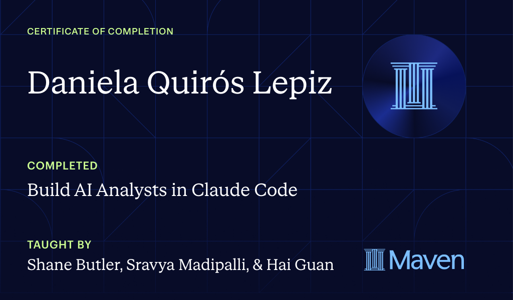 Certificate for Claude Code Analytics Bootcamp