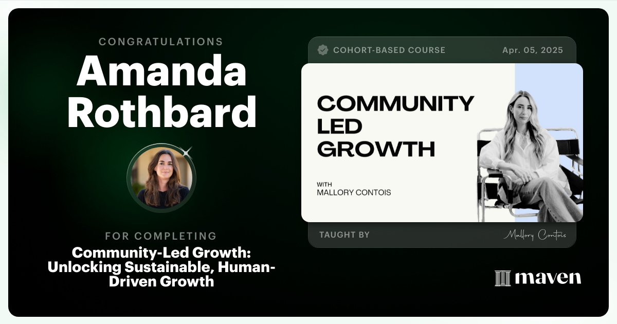 Certificate of Completion for The Art, Science & Business of Community