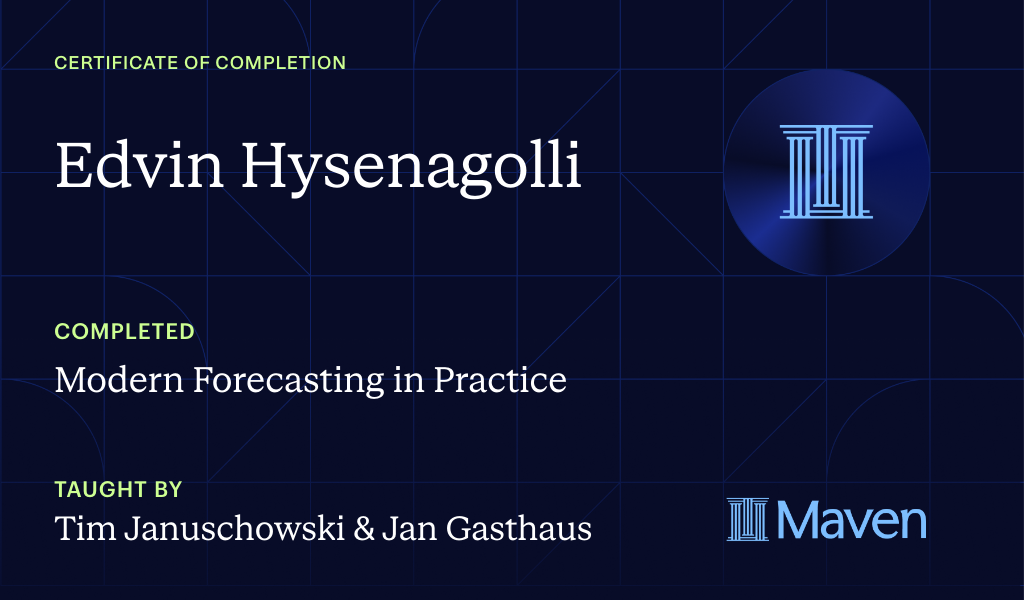 Certificate for Modern Forecasting in Practice