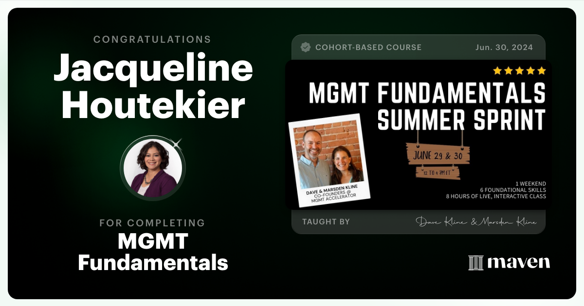 Certificate of Completion for MGMT Fundamentals: AI-Powered Leadership Skills for New Managers