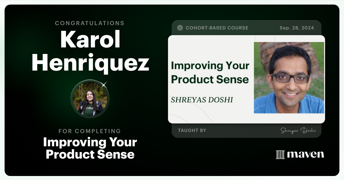 Certificate of Completion for World-class Product Sense in Practice