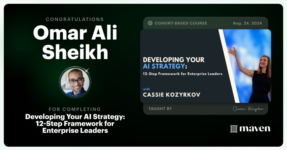 Certificate of Completion for Developing Your AI Strategy: A Framework for Leadership
