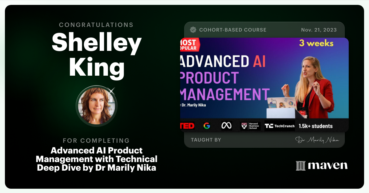 Certificate of Completion for Advanced AI Product Leadership Certification