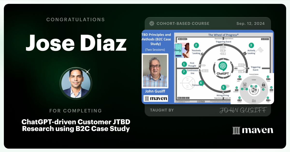 Certificate of Completion for Before You Build: Study Customer Progress (The Serenity App Case Study)