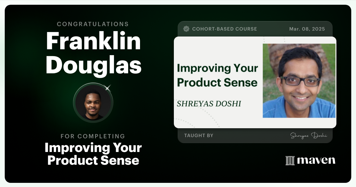 Certificate of Completion for World-class Product Sense in Practice