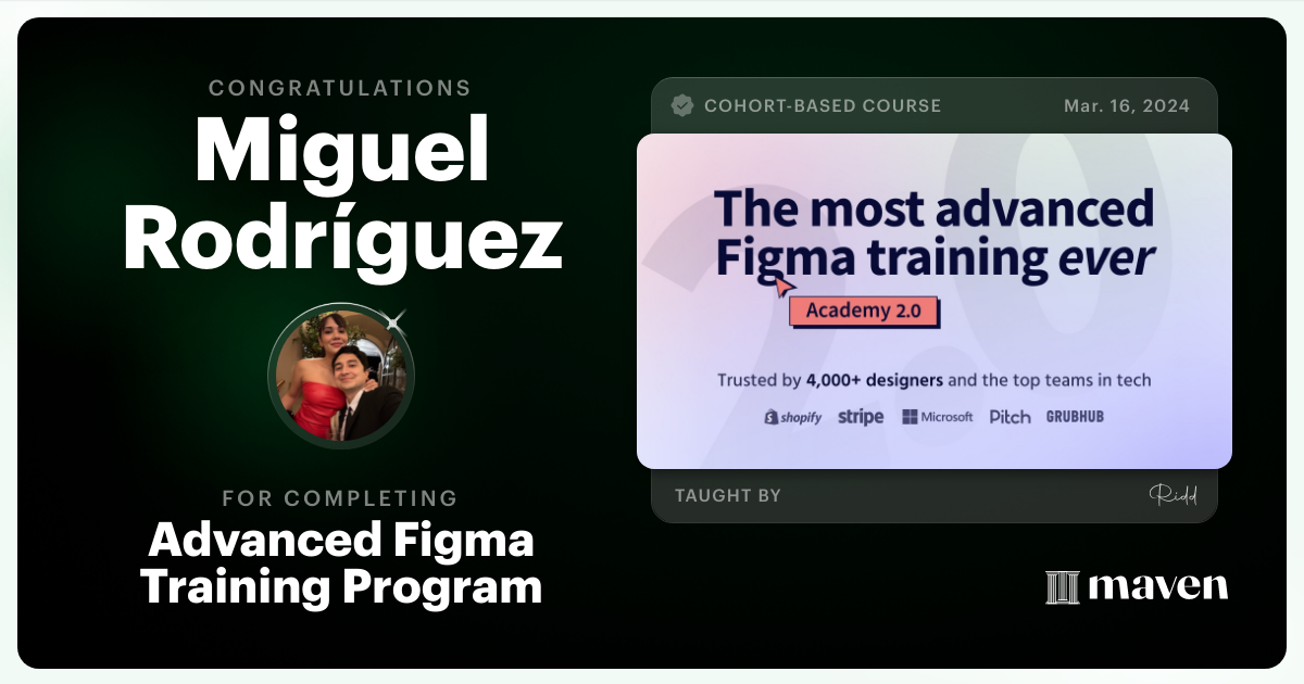 Certificate of Completion for Advanced Figma Training Program