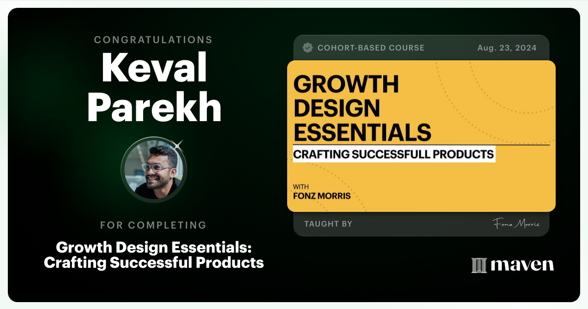Certificate of Completion for Growth Design Essentials: Crafting Successful Products
