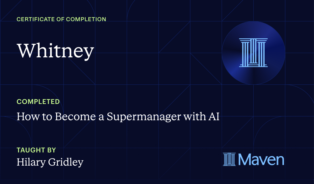 Certificate for How to Become a Supermanager with AI