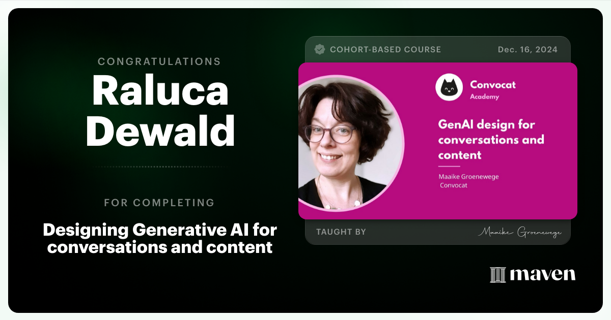 Certificate of Completion for Designing Generative AI for conversations and content