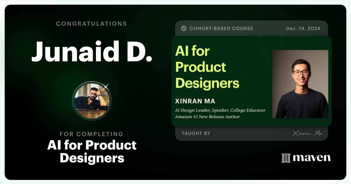 Certificate of Completion for AI for Product Designers
