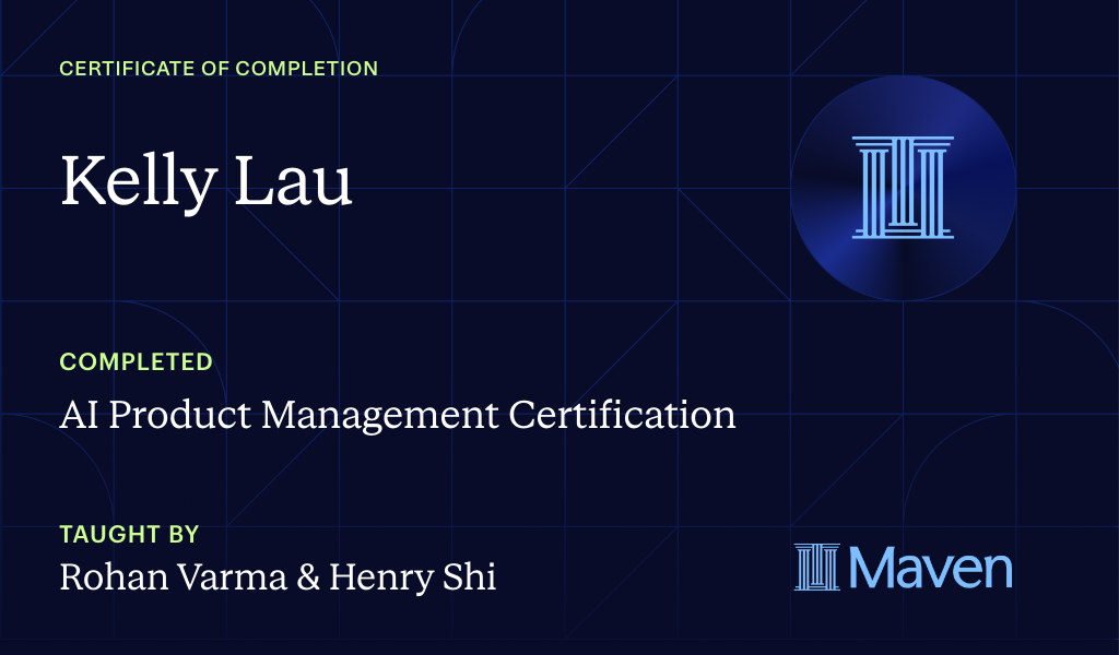 Certificate for AI Product Management Certification by Product Faculty