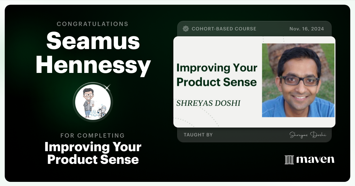 Certificate of Completion for World-class Product Sense in Practice
