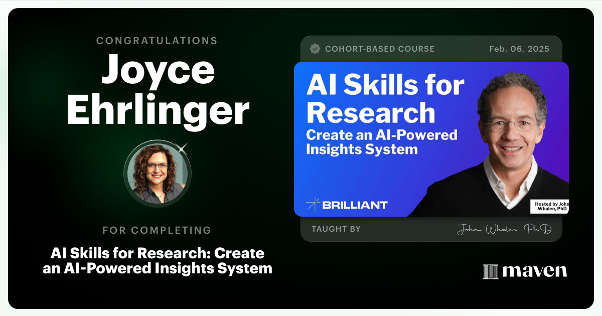 Certificate of Completion for AI for Customer Research: Future-Proof Your UX & Product Skills