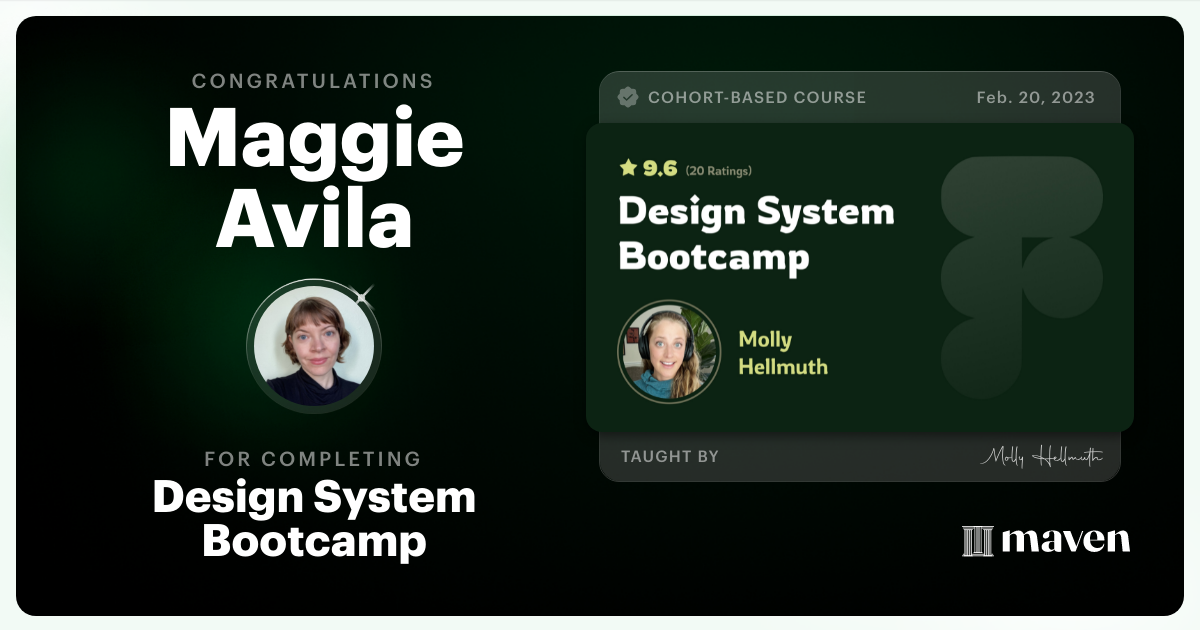 Certificate of Completion for Design System Bootcamp