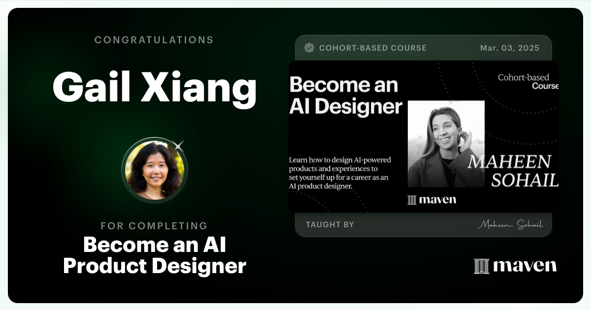 Certificate of Completion for Become an AI Product Designer