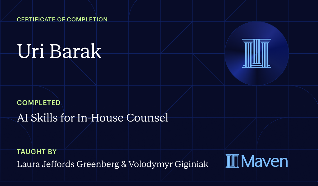 Certificate for AI Skills for In-House Counsel