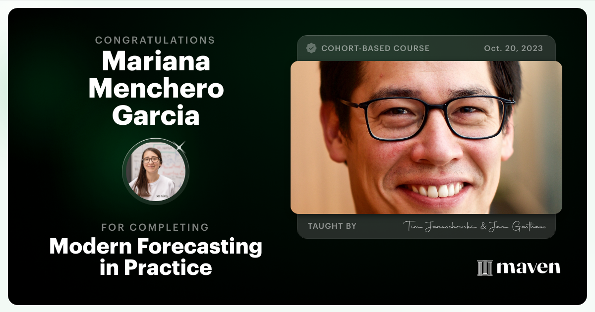 Certificate of Completion for Modern Forecasting in Practice
