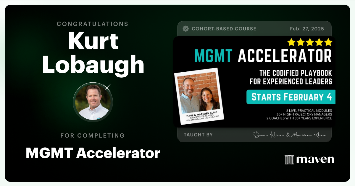 Certificate of Completion for MGMT Accelerator: AI-Enhanced Leadership
