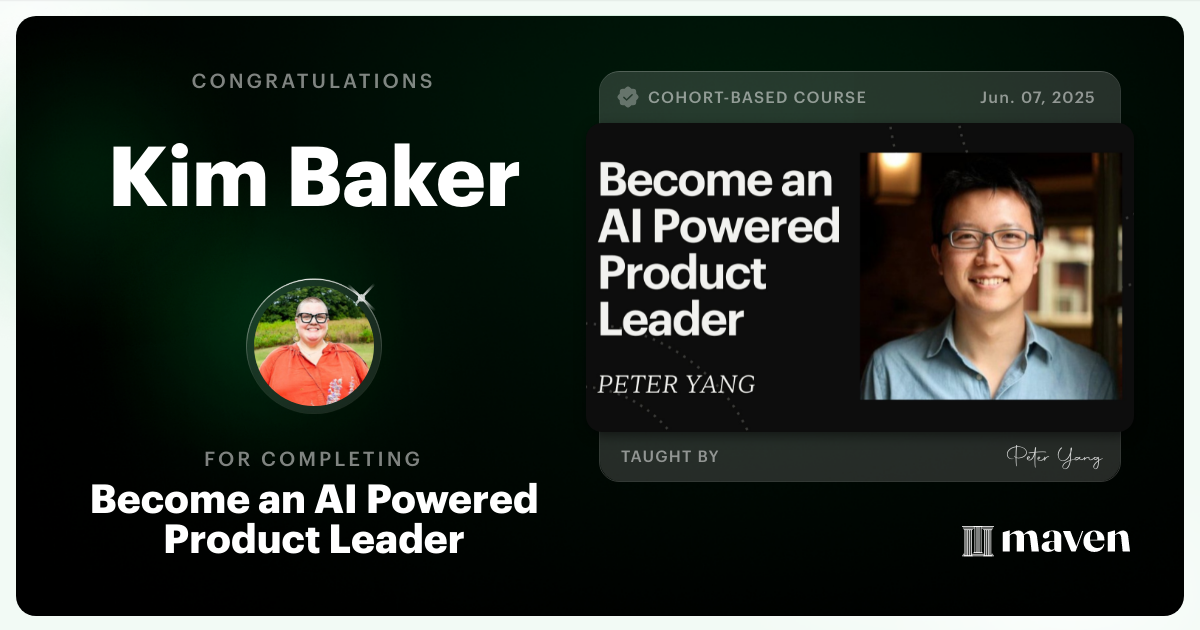 Certificate of Completion for Become an AI Powered Product Leader