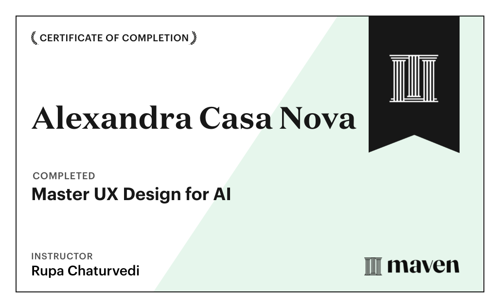 Certificate for Master UX Design for AI