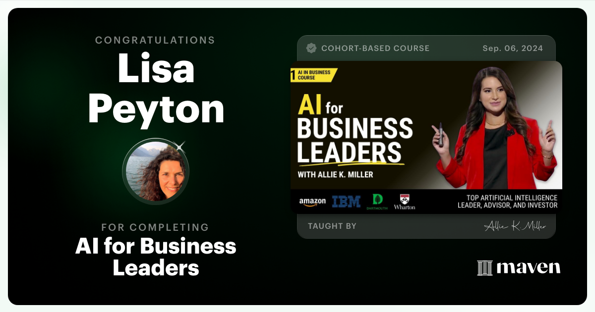 Certificate of Completion for AI for Business Leaders