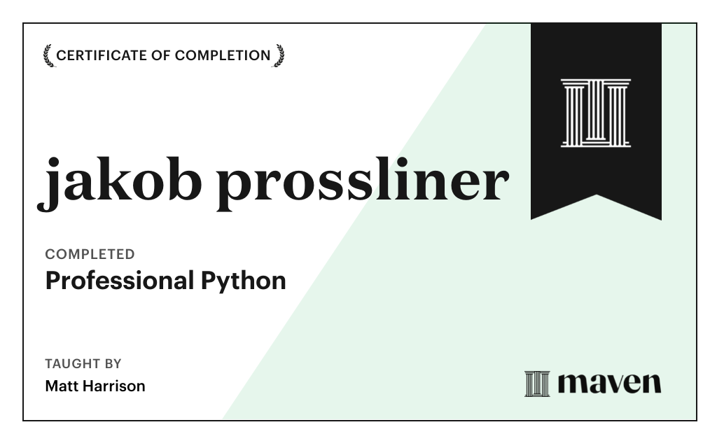 Certificate for Professional Python