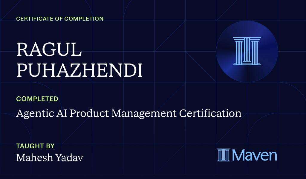 Certificate for Agentic AI Product Management Certification