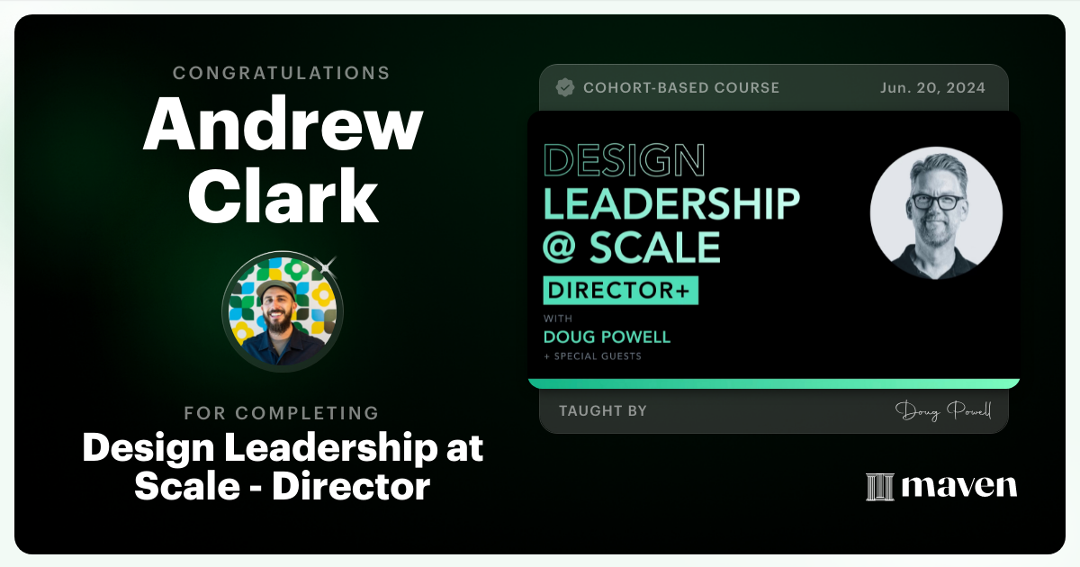 Certificate of Completion for Design Leadership at Scale: Director