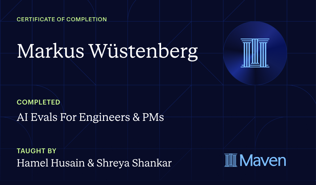 Certificate for AI Evals For Engineers & PMs
