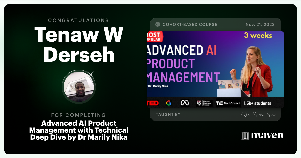 Certificate of Completion for Advanced AI Product Leadership Certification