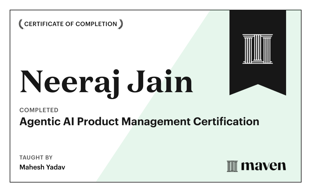 Certificate for Agentic AI Product Management Certification