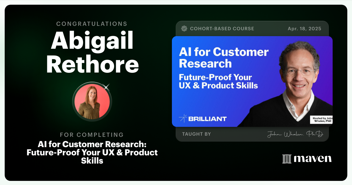 Certificate of Completion for AI for Customer Research: Future-Proof Your UX & Product Skills