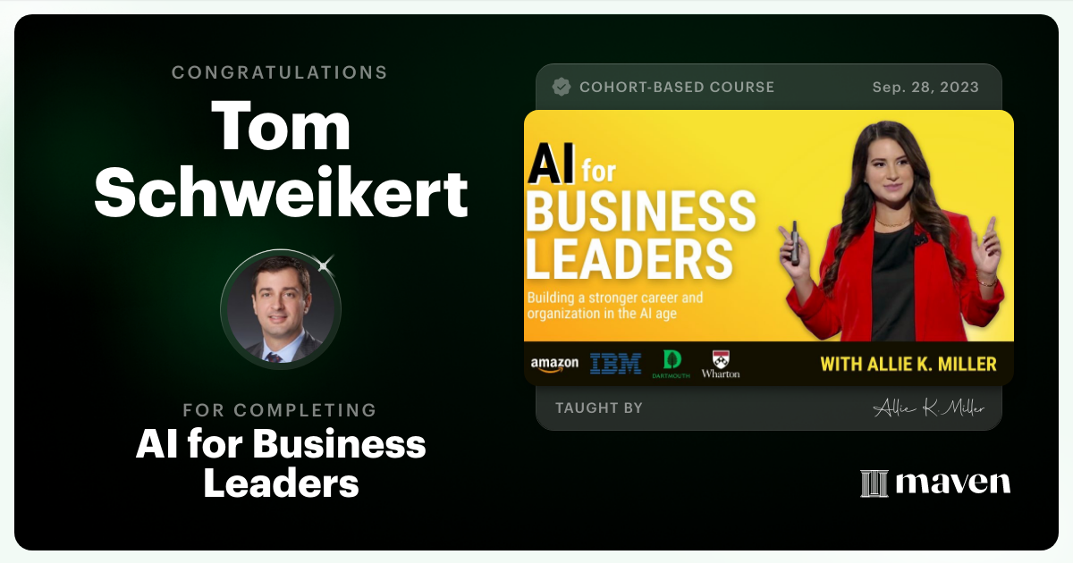 Certificate of Completion for AI for Business Leaders