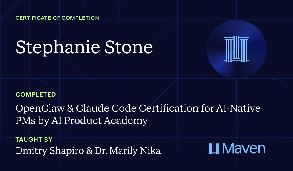 Certificate for OpenClaw & Claude Code Certification for AI-Native PMs by AI Product Academy