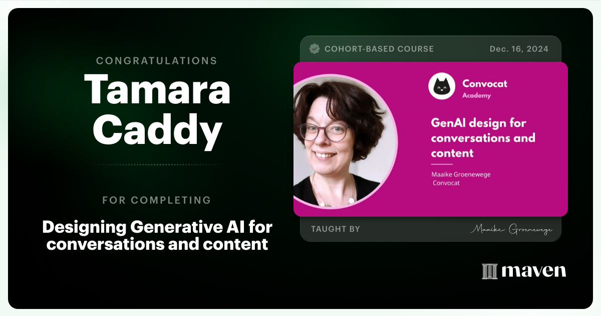 Certificate of Completion for Designing Generative AI for conversations and content