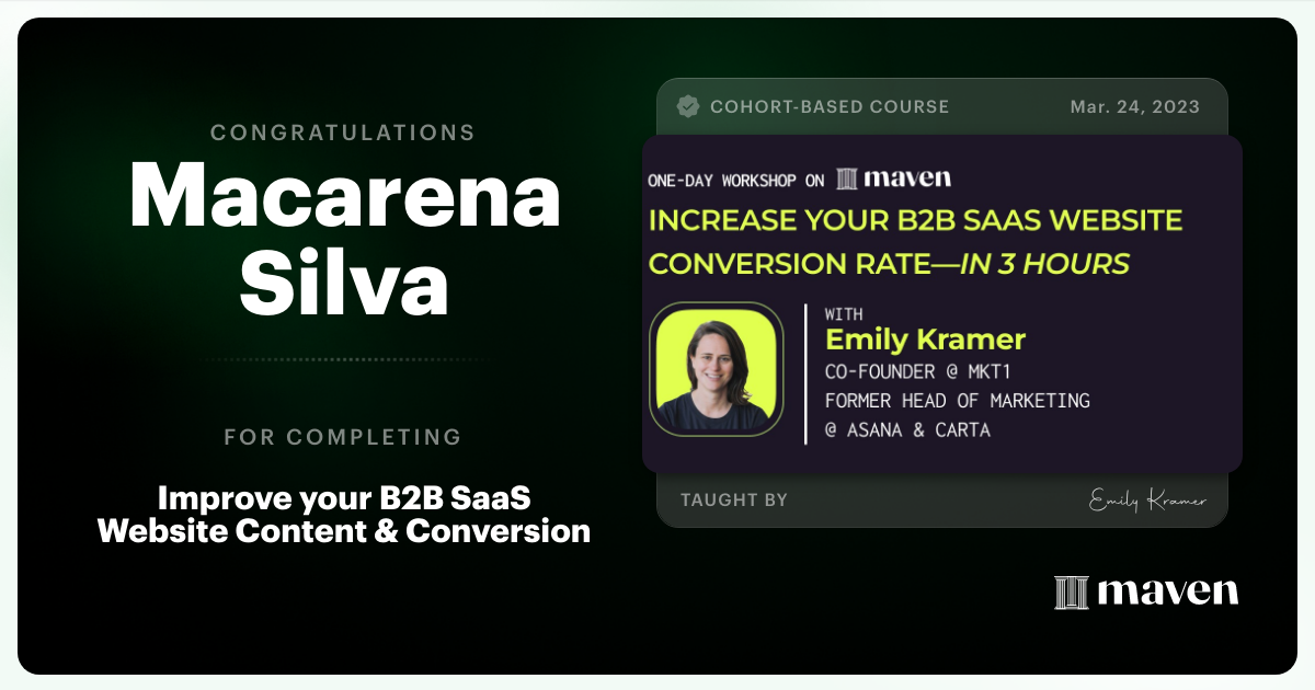 Certificate of Completion for Improve your B2B SaaS Website Content & Conversion