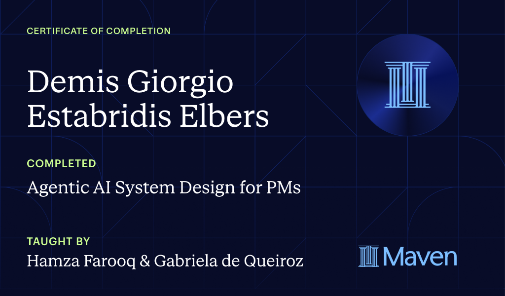Certificate for Agentic AI System Design for PMs