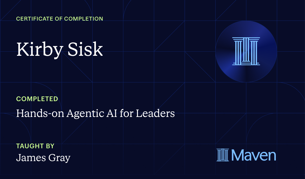 Certificate for Hands-on Agentic AI for Leaders