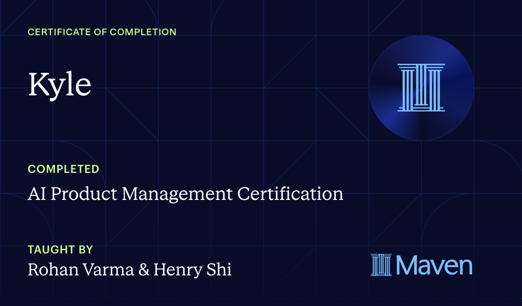 Certificate for AI Product Management Certification by Product Faculty