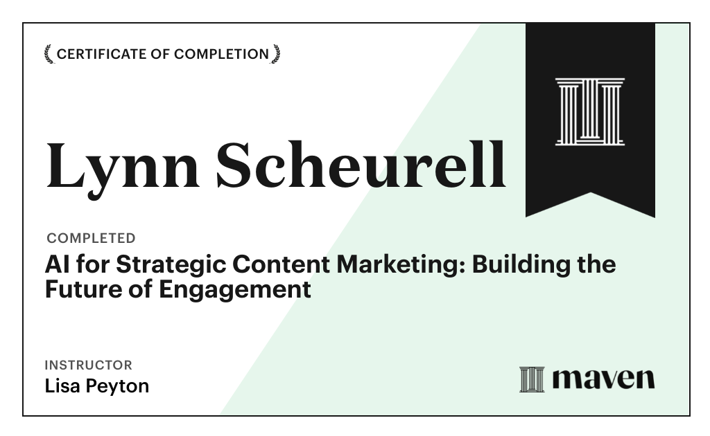 Certificate for AI for Strategic Content Marketing: Building the Future of Engagement