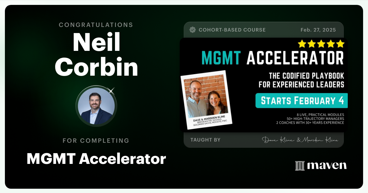 Certificate of Completion for MGMT Accelerator: AI-Enhanced Leadership